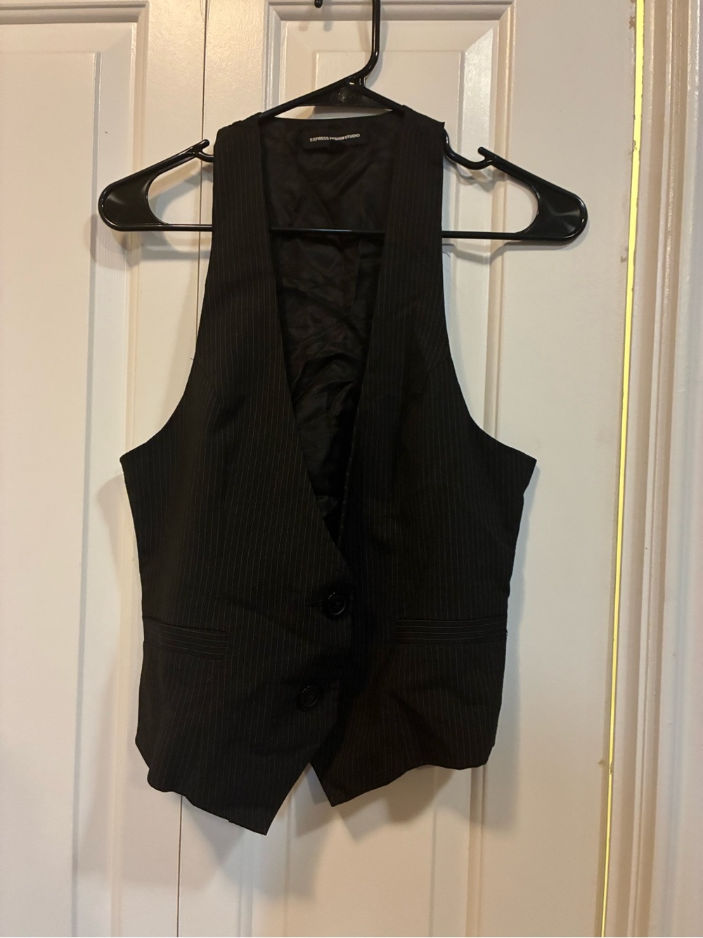 Express Black Pinstripe Vest